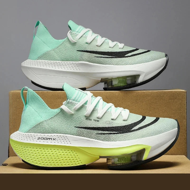 2024 Carbon Plate Marathon Men Sports Running Shoes Breathable Lightweight Women's Comfortable Child Athletic Training Sneakers Shoes Field green 45