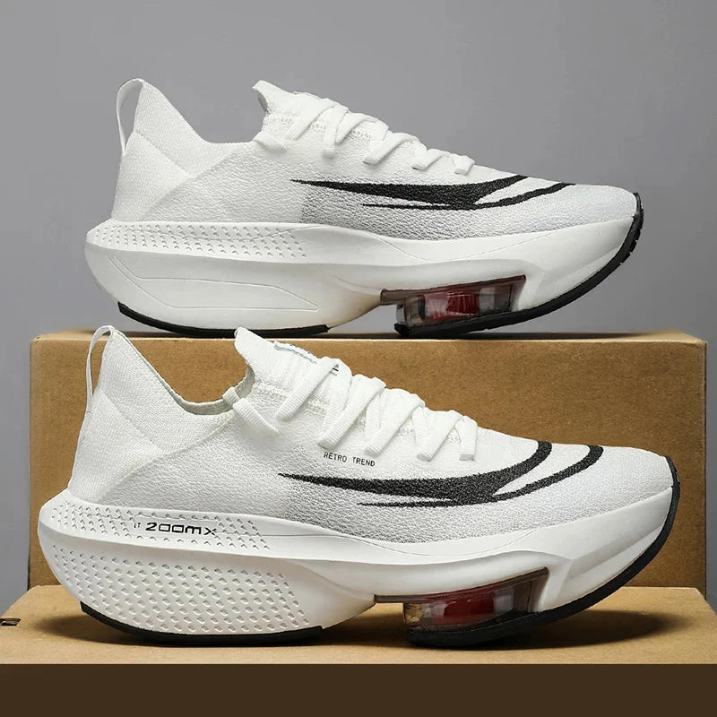 2024 Carbon Plate Marathon Men Sports Running Shoes Breathable Lightweight Women's Comfortable Child Athletic Training Sneakers Shoes Field white 46