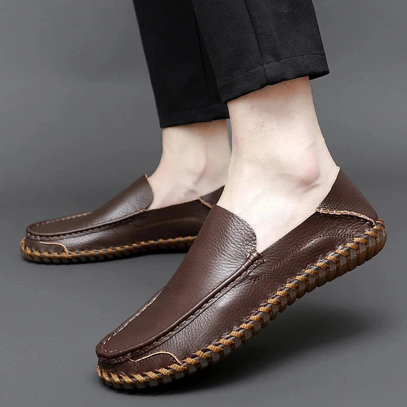 Brand Soft Genuine Leather Men's Shoes Breathable Driving Shoes Designer Outdoor Men Loafers Casual Flat Shoes Fashion Moccasins Shoes Field