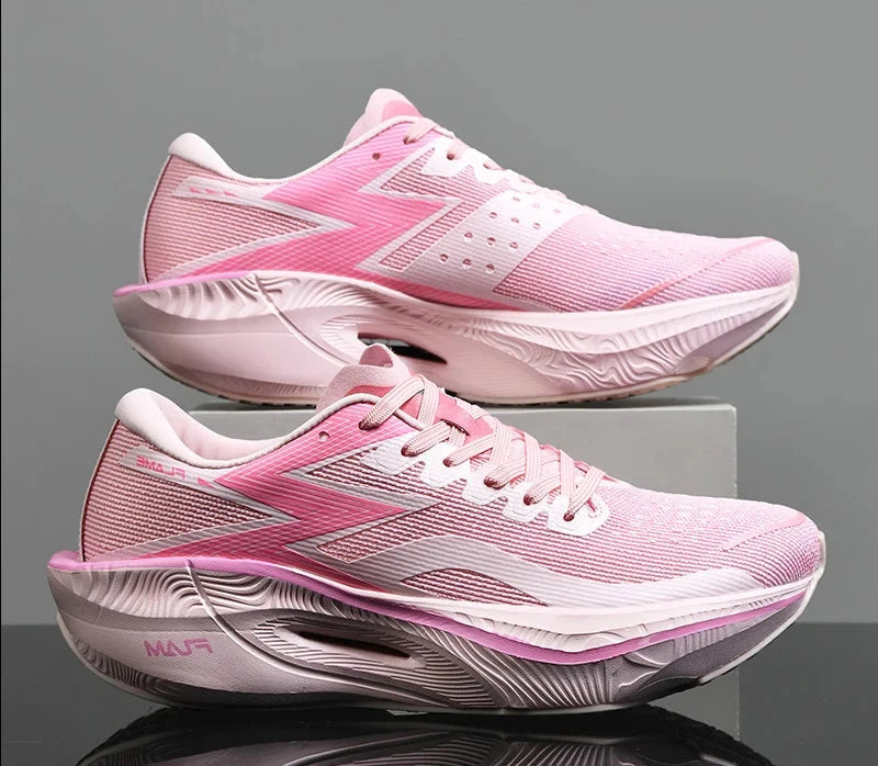 Carbon Plate Air Cushion Men Sports Running Shoes Marathon Breathable Lightweight Women's Comfortable Athletic Nonskid Sneakers Shoes Field pink 45