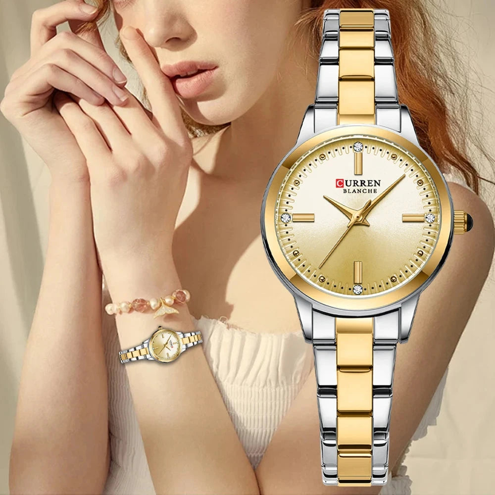 CURREN Original Quartz Watch for Women Fashion Elegant Ladies Watches Stainless Steel Waterproof Women's Wristwatch Shoes Field