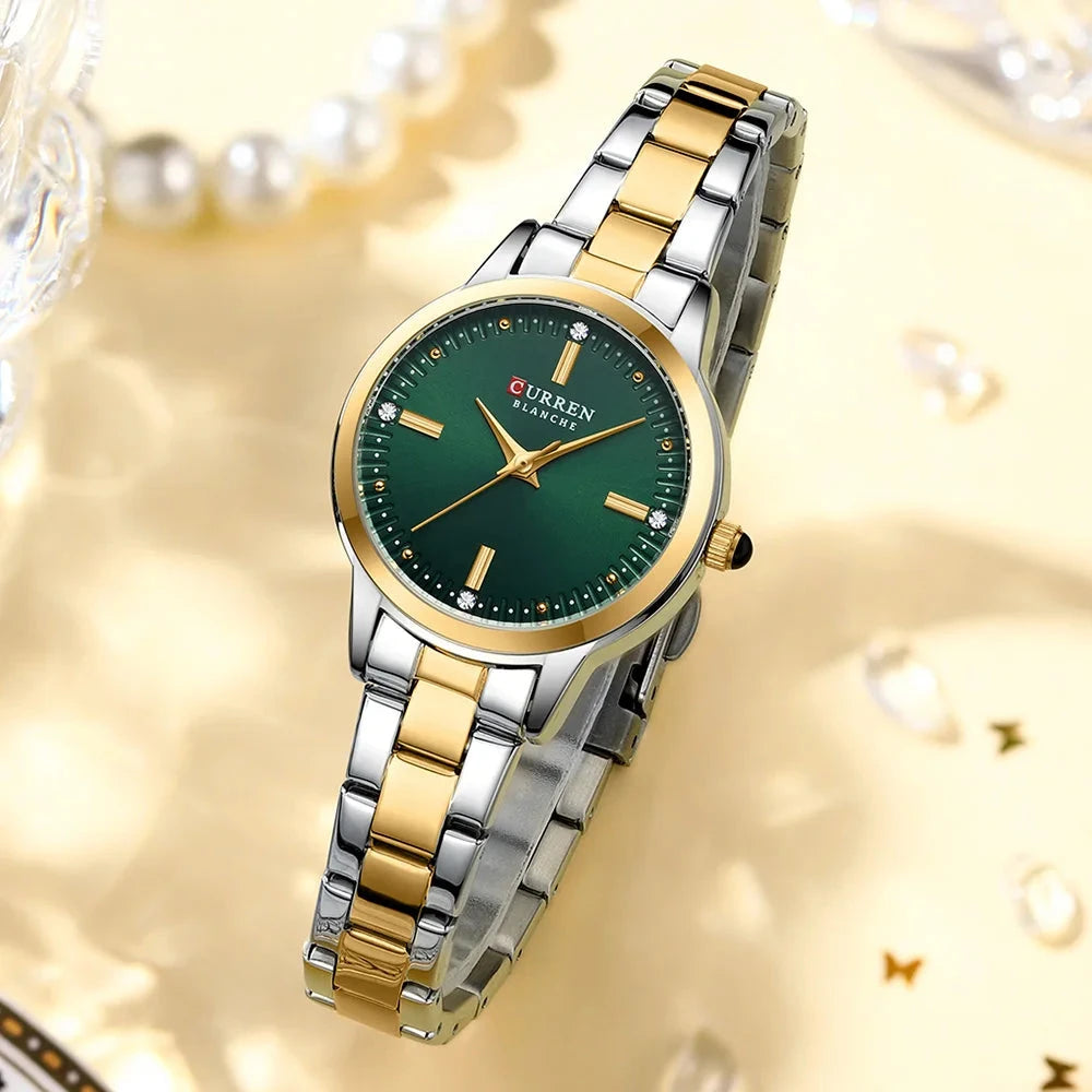 CURREN Original Quartz Watch for Women Fashion Elegant Ladies Watches Stainless Steel Waterproof Women's Wristwatch Shoes Field
