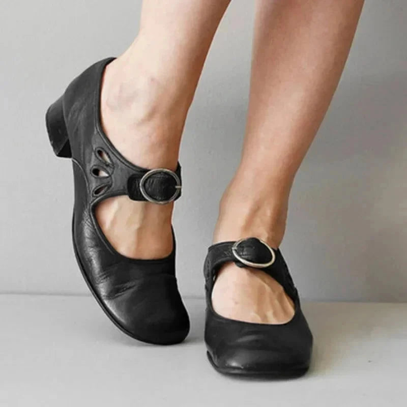 Eleganza Delicata Women's Leather Shoes with Buckle Eleganza Delicata Women's Leather Shoes with Buckle Shoes Field Black 5US / 3UK-AU / EU34