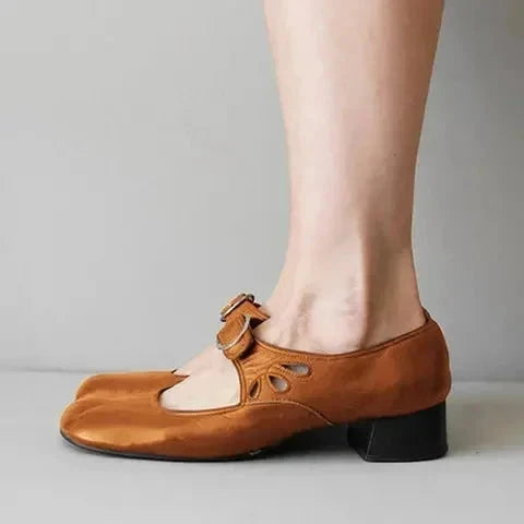 Eleganza Delicata Women's Leather Shoes with Buckle Eleganza Delicata Women's Leather Shoes with Buckle Shoes Field Khaki 5US / 3UK-AU / EU34