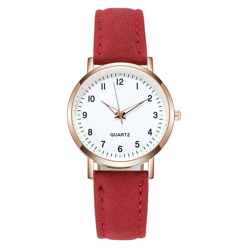 Fashion Watch For Women Leather Quartz Watches Ladies Luxury Back Light Wristwatch Clock relogio feminino Shoes Field Red No