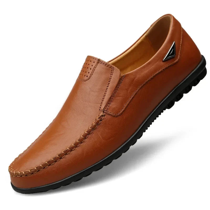man shoes Genuine Leather Men Casual Shoes Brand 2023 Mens Breathable Slip on Black Driving Shoes Plus Size 37-46 Shoes Field Red brown 44