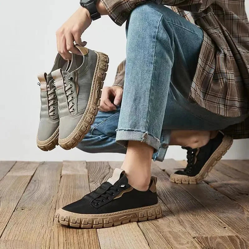Men Casual Shoes Breathable Ice Silk Canvas Shoes Loafers Sneakers Outdoor Comfort Slip on Flat Vulacnized Shoes Shoes Field