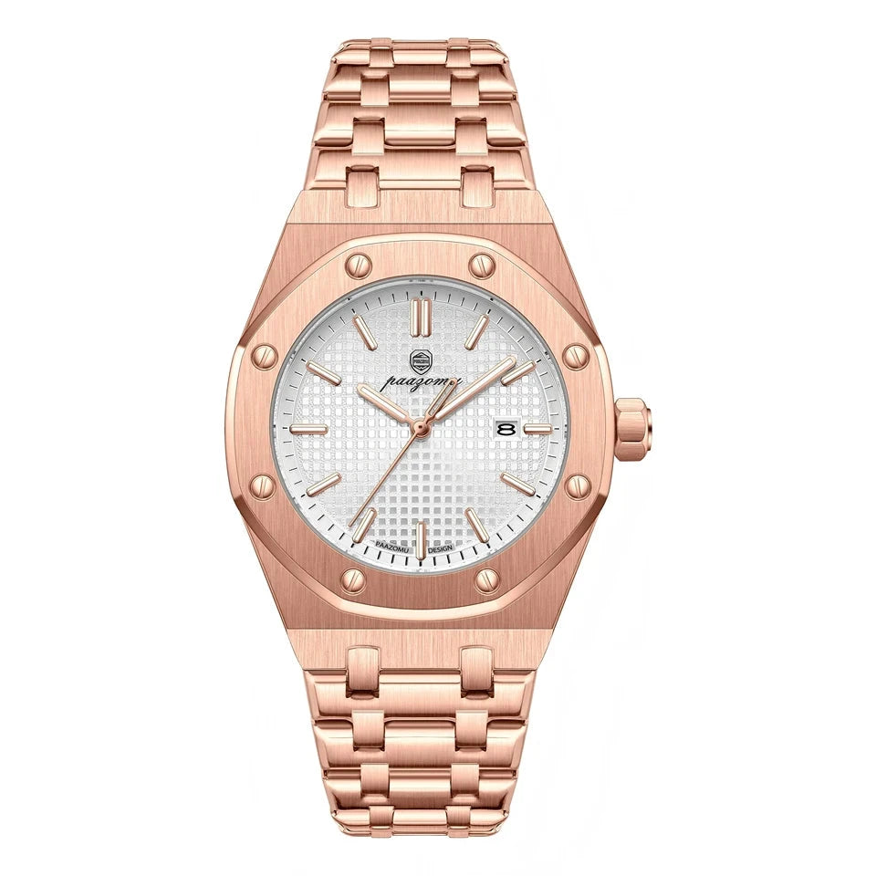PAAZOMU Luxury Square Man Quartz Watch Waterproof Luminous Date Men's Watch High Quality Stainless Steel Business Men Watches Shoes Field Gold White