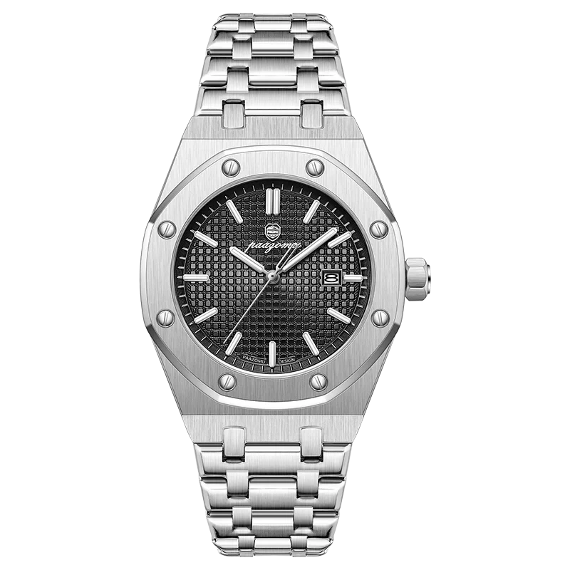 PAAZOMU Luxury Square Man Quartz Watch Waterproof Luminous Date Men's Watch High Quality Stainless Steel Business Men Watches Shoes Field Silver Black