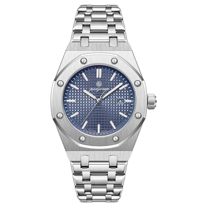 PAAZOMU Luxury Square Man Quartz Watch Waterproof Luminous Date Men's Watch High Quality Stainless Steel Business Men Watches Shoes Field Silver Blue