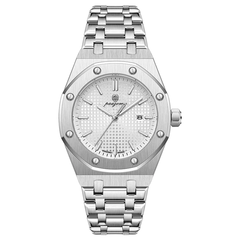 PAAZOMU Luxury Square Man Quartz Watch Waterproof Luminous Date Men's Watch High Quality Stainless Steel Business Men Watches Shoes Field Silver White