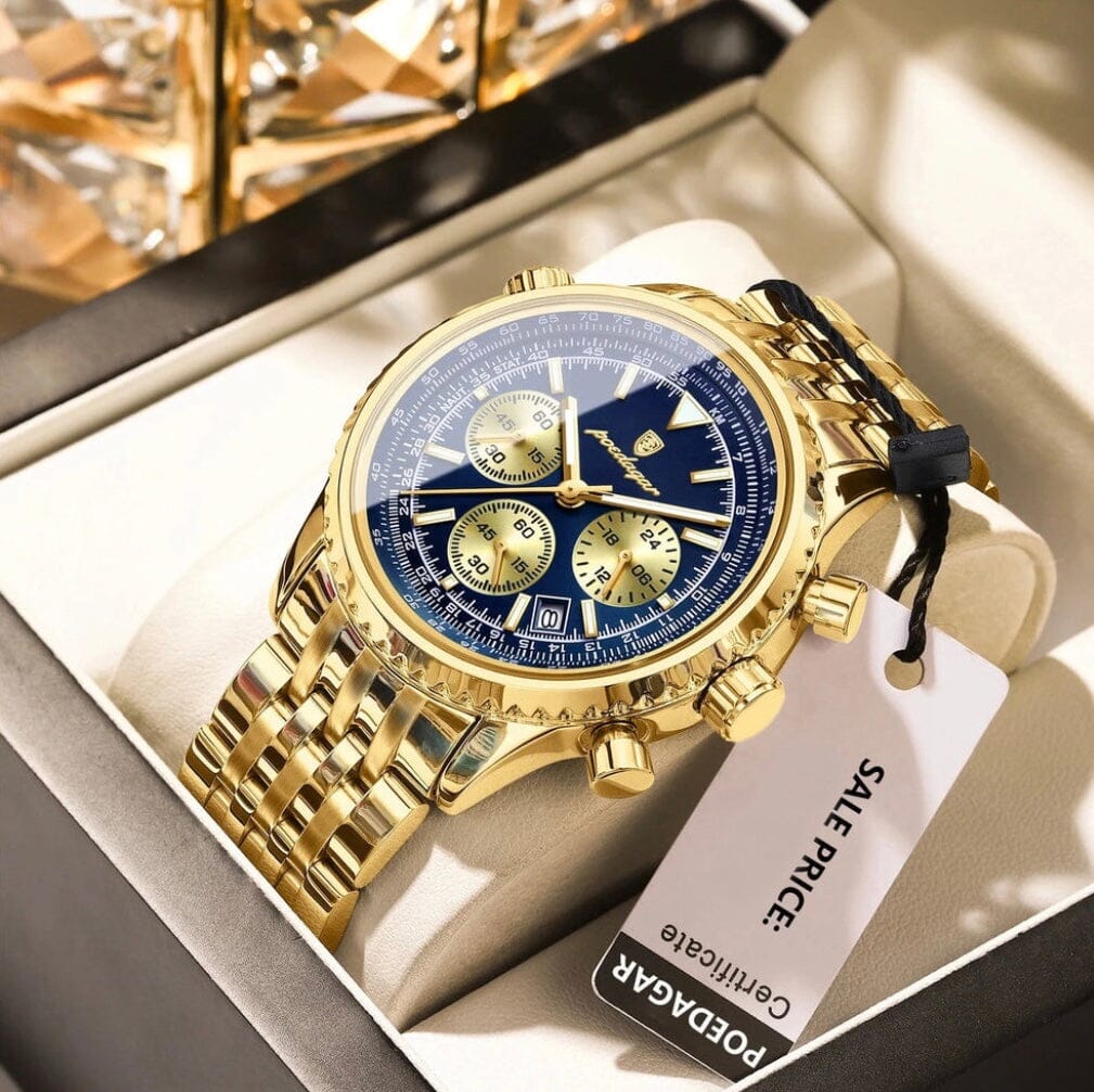 POEDAGAR Luxury Watches For Men Date Chronograph Stainless Steel Man Watch Waterproof Luminous Sport Military Men's Quartz Watch Shoes Field