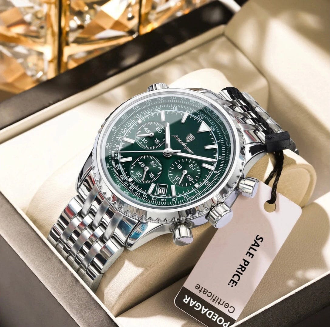 POEDAGAR Luxury Watches For Men Date Chronograph Stainless Steel Man Watch Waterproof Luminous Sport Military Men's Quartz Watch Shoes Field