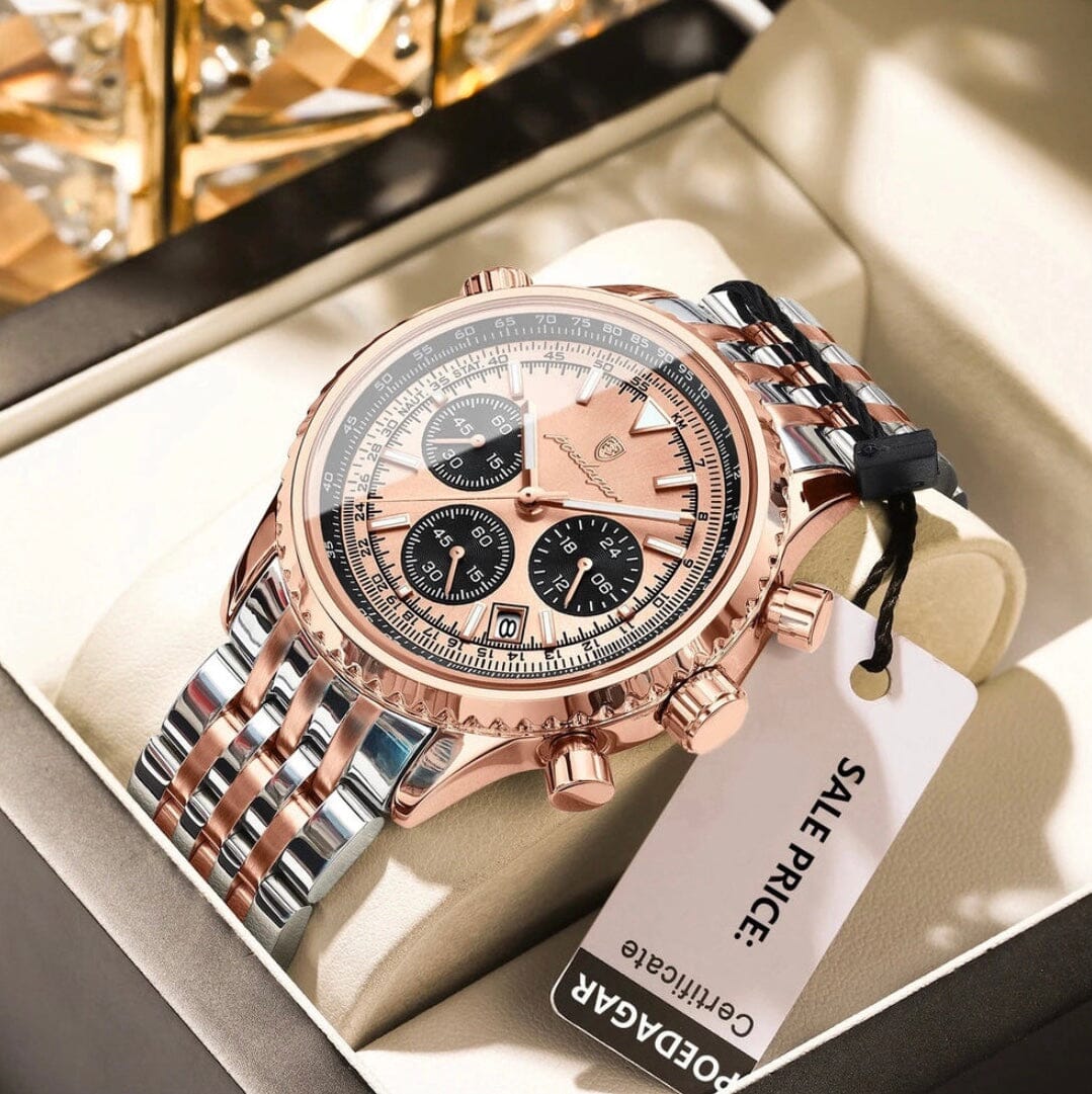 POEDAGAR Luxury Watches For Men Date Chronograph Stainless Steel Man Watch Waterproof Luminous Sport Military Men's Quartz Watch Shoes Field