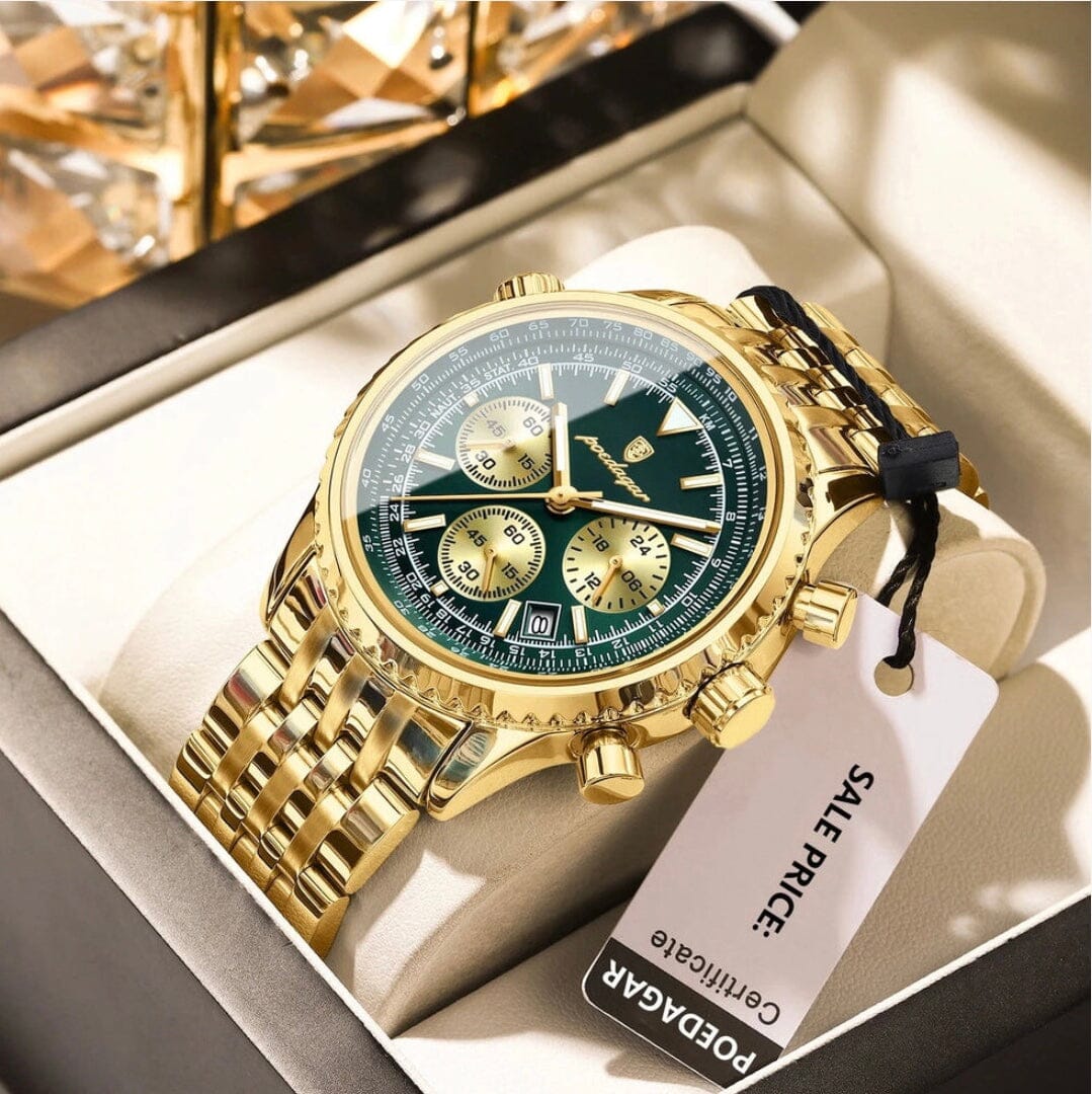 POEDAGAR Luxury Watches For Men Date Chronograph Stainless Steel Man Watch Waterproof Luminous Sport Military Men's Quartz Watch Shoes Field