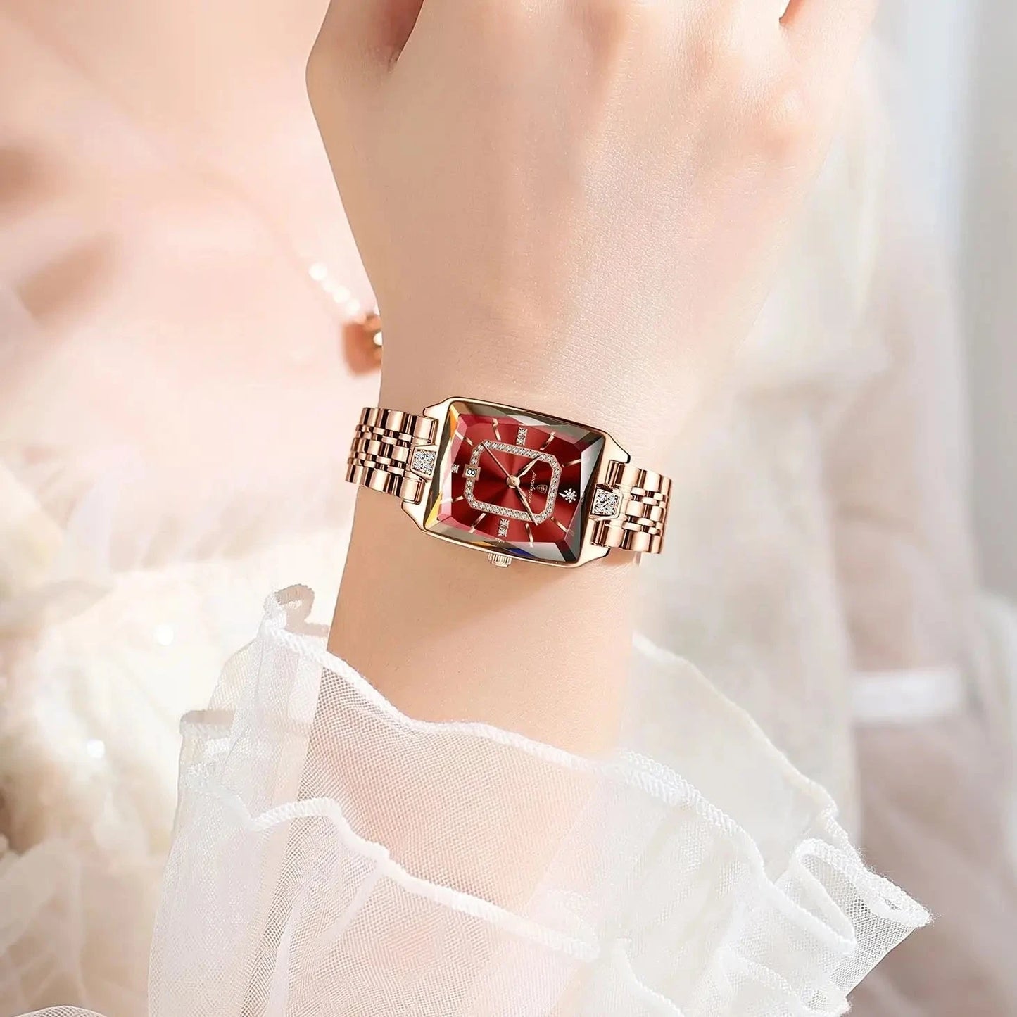 POEDAGAR Top Elegant Women Wristwatch Waterproof Date Ladies Watch Stainless Steel Rectangle Quartz Women's Watches Female Reloj Shoes Field