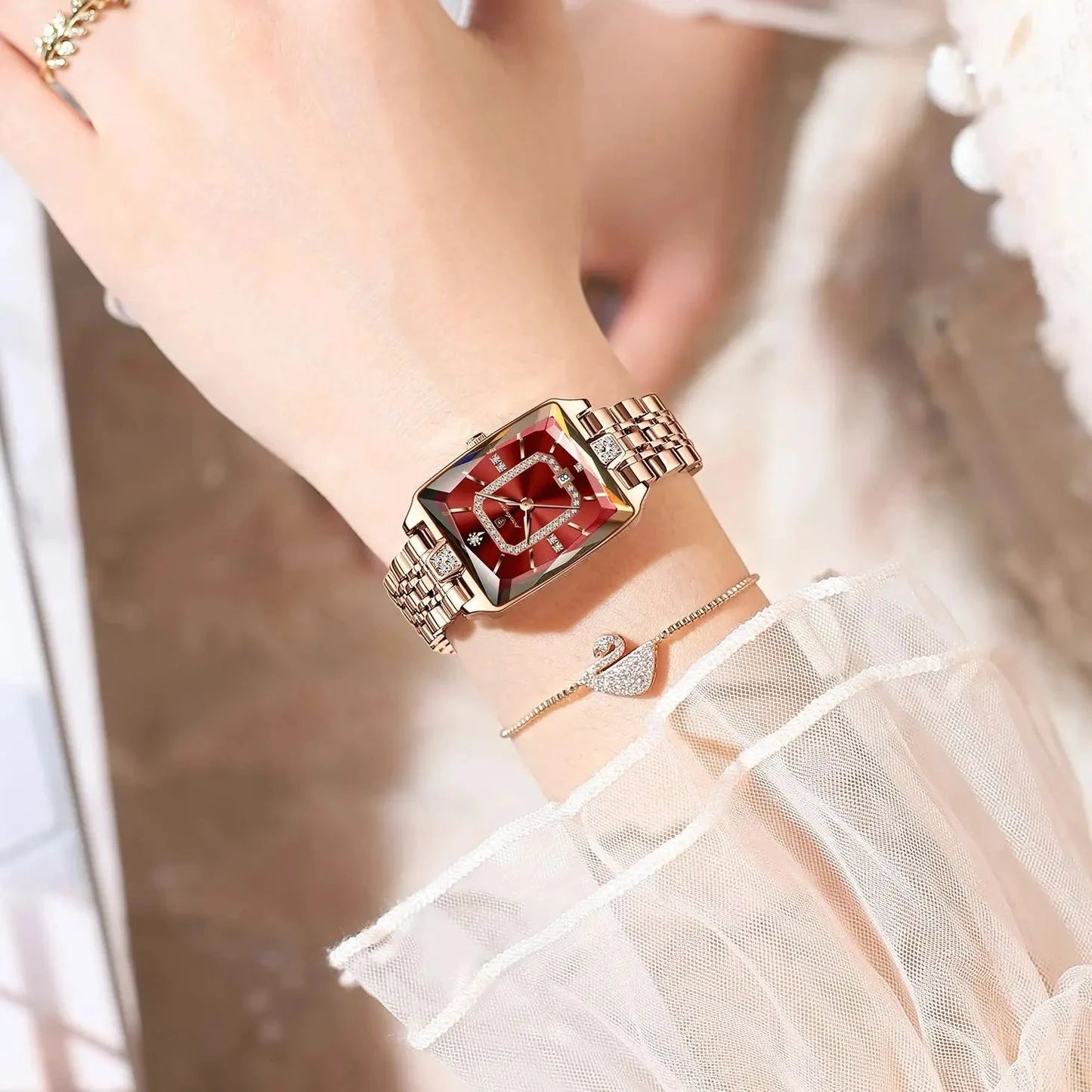 POEDAGAR Top Elegant Women Wristwatch Waterproof Date Ladies Watch Stainless Steel Rectangle Quartz Women's Watches Female Reloj Shoes Field