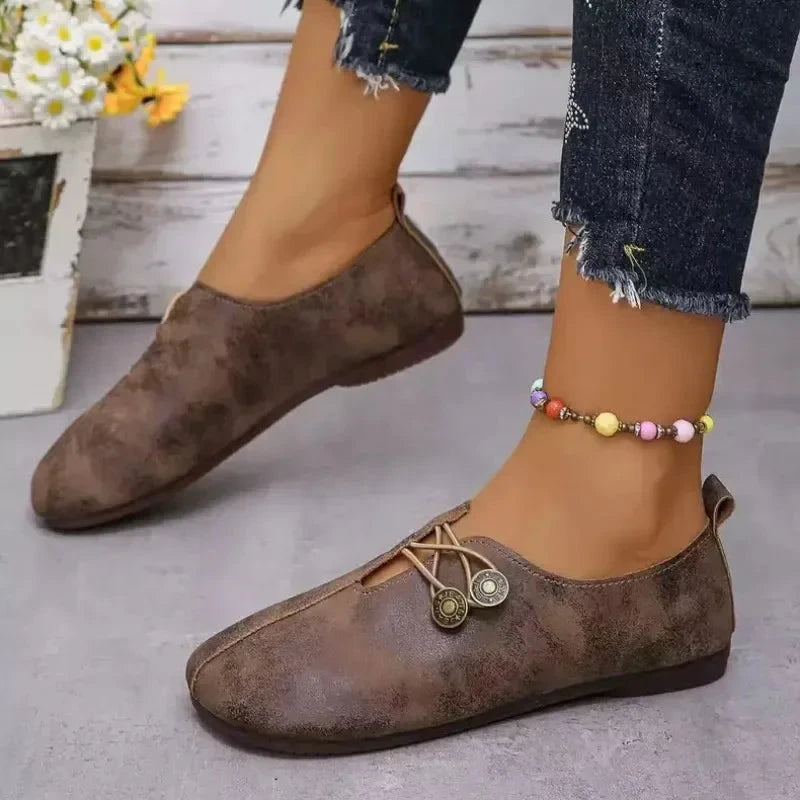 Retro Flat Shoes 2024 New Design Narrowband Loafers Women's Casual and Comfortable Solid Color Women's Shoes Zapatos De Mujer Shoes Field