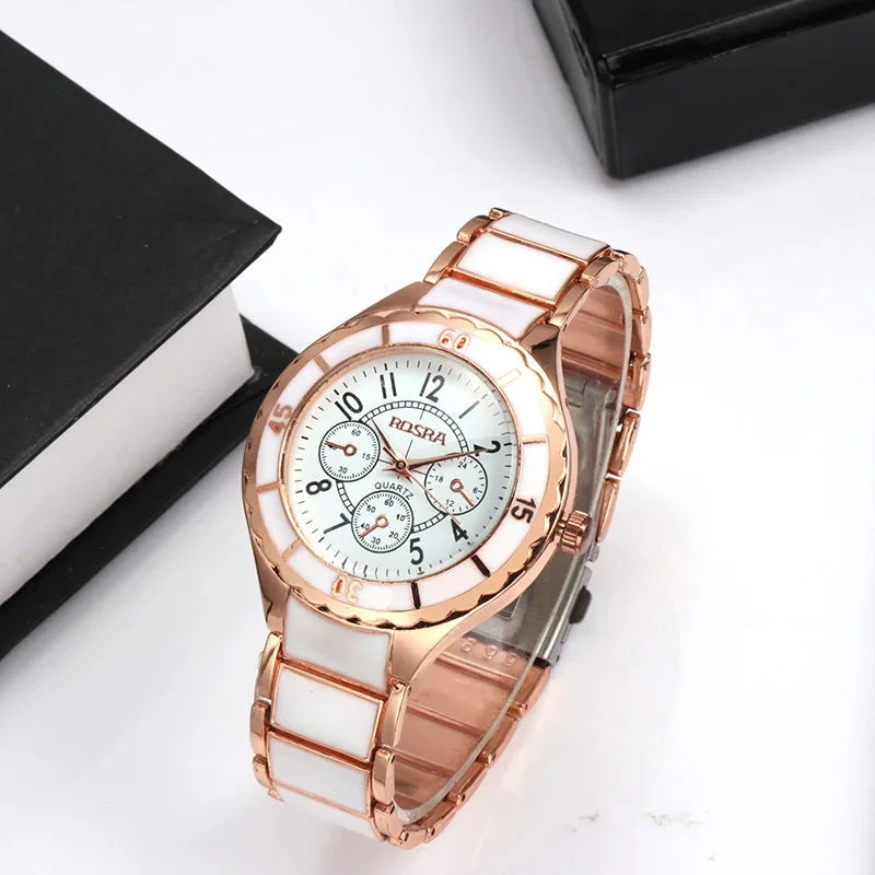 Rose Gold White Watch Women Watch Classic Steel Ceramic Ladies Wristwatch Clock Reloj Mujer Montre Female Relogio Feminino Saati Shoes Field