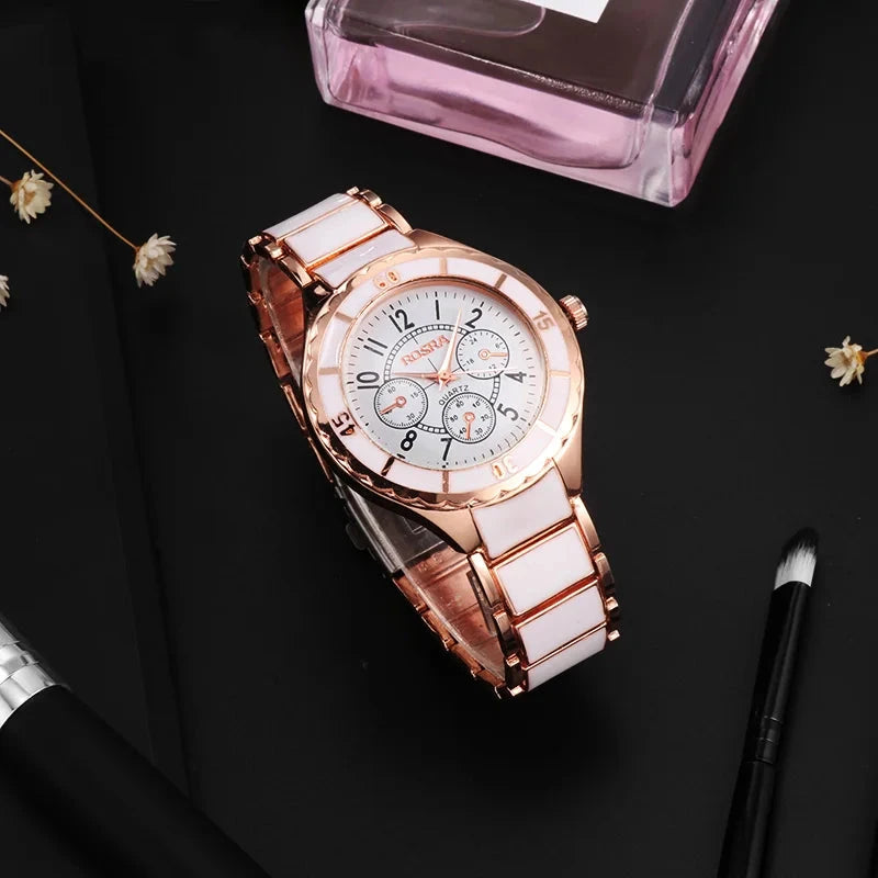 Rose Gold White Watch Women Watch Classic Steel Ceramic Ladies Wristwatch Clock Reloj Mujer Montre Female Relogio Feminino Saati Shoes Field