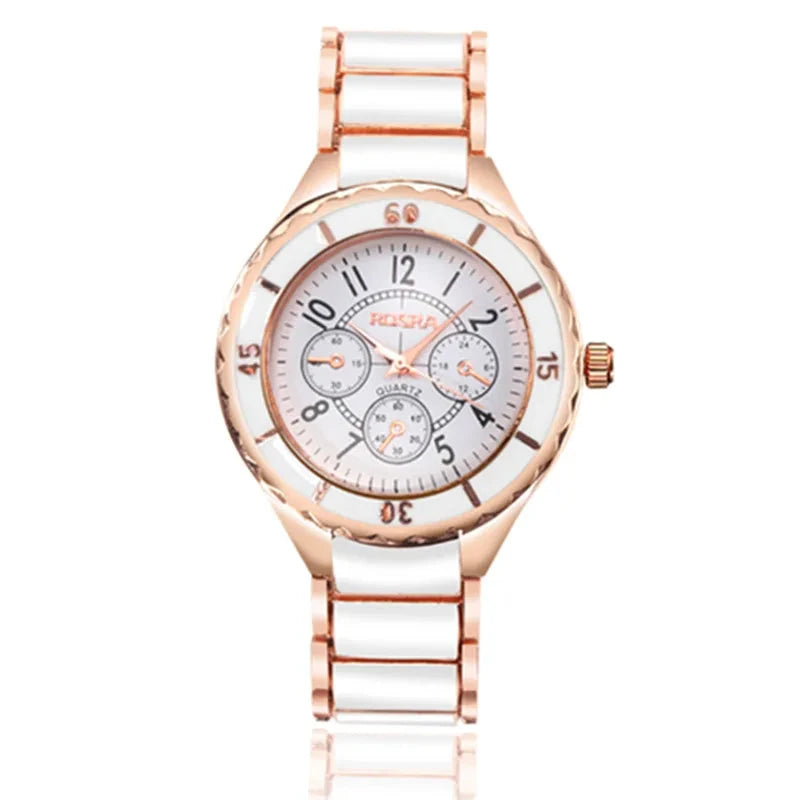 Rose Gold White Watch Women Watch Classic Steel Ceramic Ladies Wristwatch Clock Reloj Mujer Montre Female Relogio Feminino Saati Shoes Field