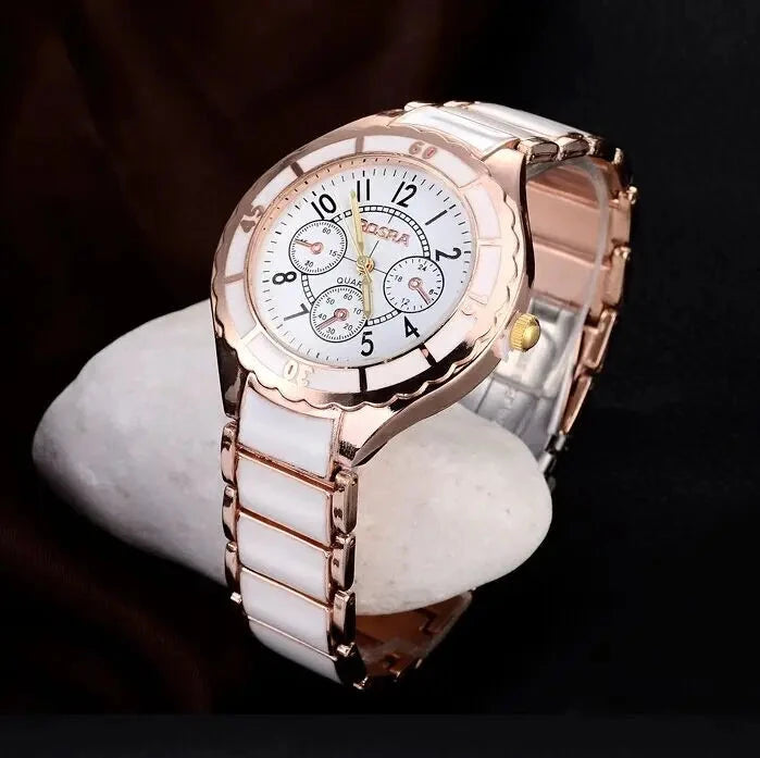 Rose Gold White Watch Women Watch Classic Steel Ceramic Ladies Wristwatch Clock Reloj Mujer Montre Female Relogio Feminino Saati Shoes Field Rose