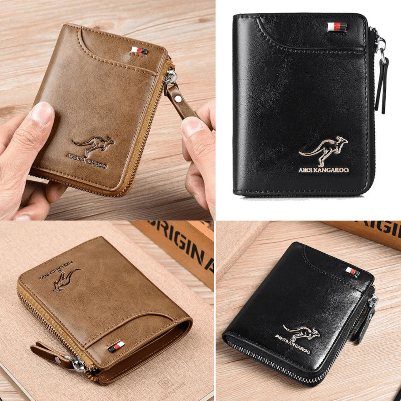 Leather Zipper Wallet (RFID Protection)