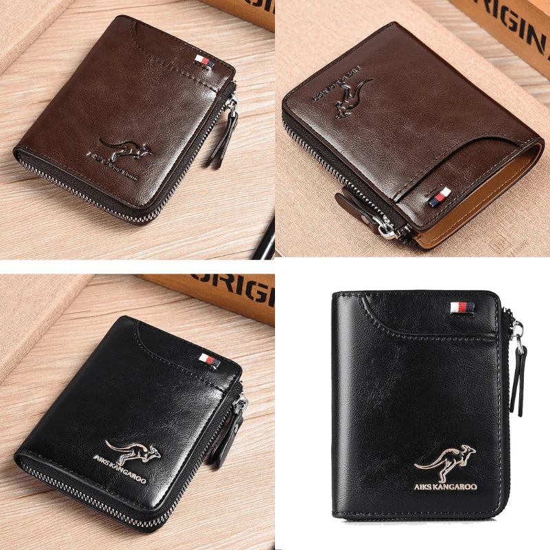 Leather Zipper Wallet (RFID Protection)