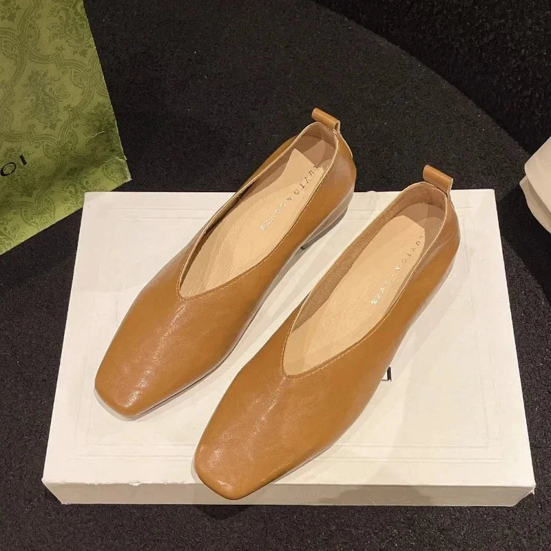 Women's Loafers Genuine Leather Luxury Shoes Sss Grade Silver Heels Gold Pumps Square Toe Elegant Mary Janes Shoes For Women Shoes Field