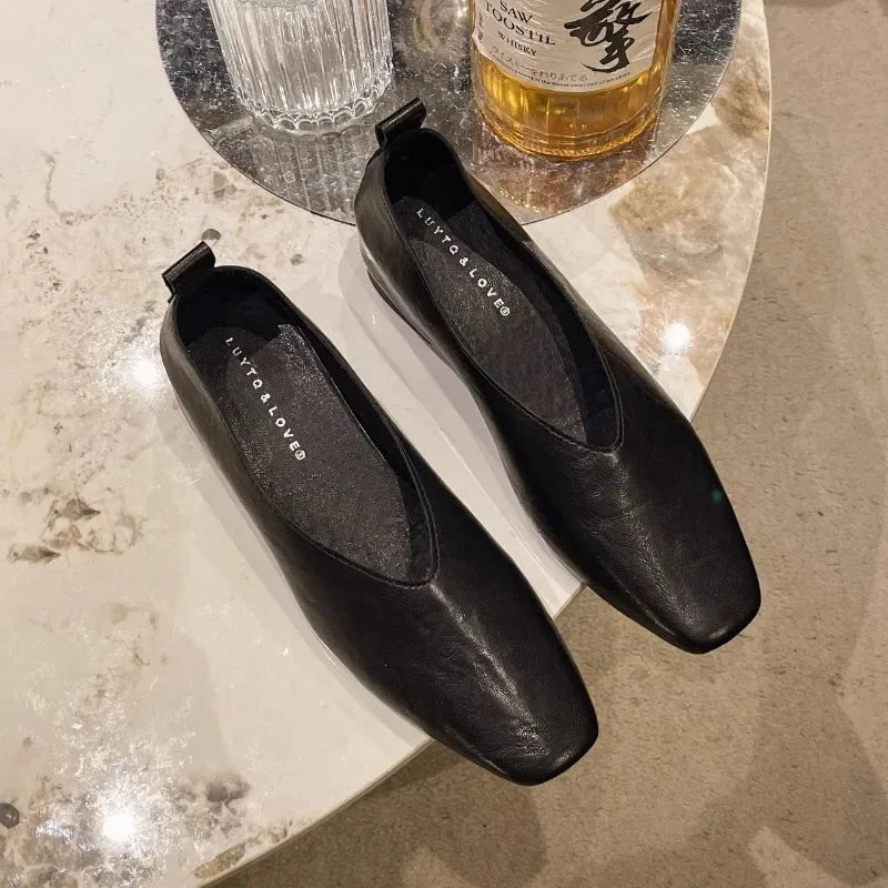 Women's Loafers Genuine Leather Luxury Shoes Sss Grade Silver Heels Gold Pumps Square Toe Elegant Mary Janes Shoes For Women Shoes Field