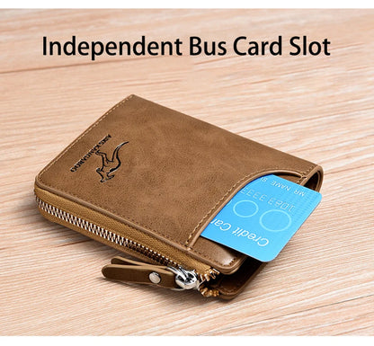 Men Wallet Zipper Leather Purse (RFID PROTECTED) (Free Gift)