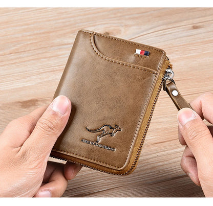 Men Wallet Zipper Leather Purse (RFID PROTECTED) (Free Gift)