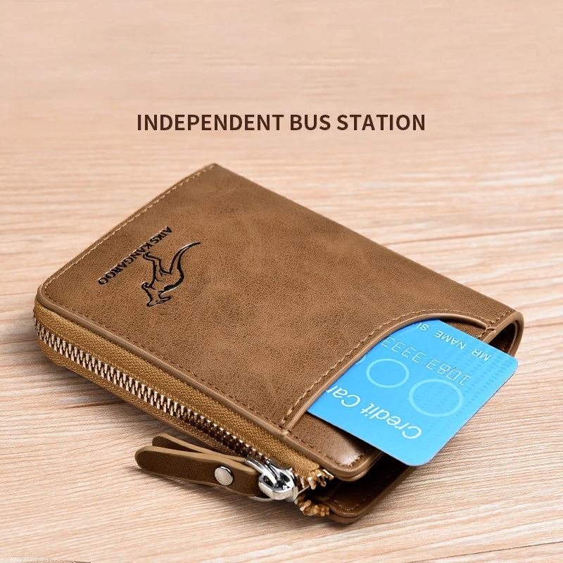 Men Wallet Zipper Leather Purse (RFID PROTECTED) (Free Gift)