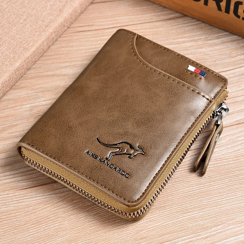 Men Wallet Zipper Leather Purse (RFID PROTECTED) (Free Gift)