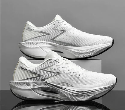 Carbon Plate Air Cushion Men Sports Running Shoes Marathon Breathable Lightweight Women's Comfortable Athletic Nonskid Sneakers Shoes Field white 40 