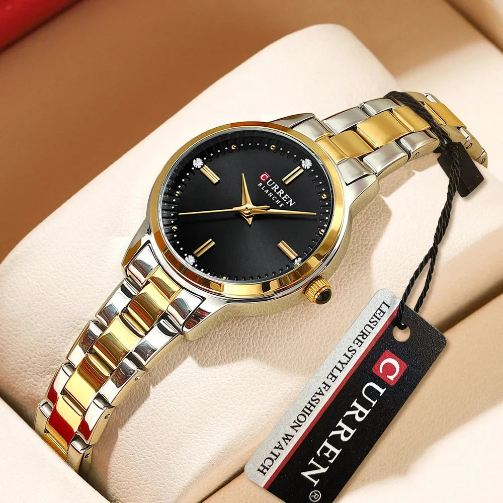 CURREN Original Quartz Watch for Women Fashion Elegant Ladies Watches Stainless Steel Waterproof Women's Wristwatch Shoes Field 