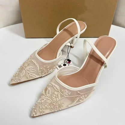 Florato – Floral Embroidered Heels Florato – Floral Embroidered Heels Shoes Field Beige EU 36 / US 5.5 / UK-AU 3.5 