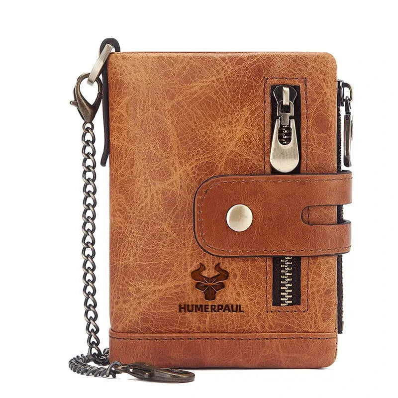 Fortress – Men’s Fashion Leather Wallet Fortress – Men’s Fashion Leather Wallet Shoes Field Brown with Chain 