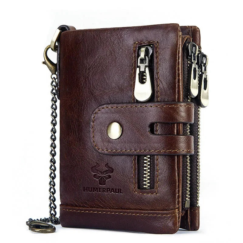 Fortress – Men’s Fashion Leather Wallet Fortress – Men’s Fashion Leather Wallet Shoes Field Coffee with Chain 