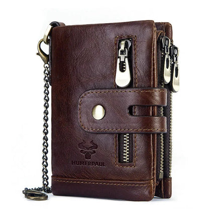 Fortress – Men’s Fashion Leather Wallet Fortress – Men’s Fashion Leather Wallet Shoes Field Coffee with Chain 