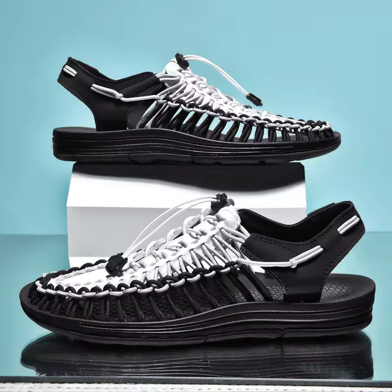 KnotFlow — Woven Comfort Sandals KnotFlow — Woven Comfort Sandals Shoes Field Black White Grey US 3.5 / UK-AU 3 / EU 35 
