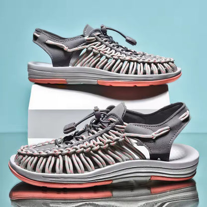 KnotFlow — Woven Comfort Sandals KnotFlow — Woven Comfort Sandals Shoes Field Red Grey US 3.5 / UK-AU 3 / EU 35 