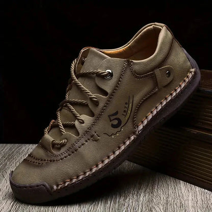 Men's Casual Leather Sneakers RusticStride Men's Casual Leather Sneakers RusticStride Shoes Field Khaki EU 38 / US 6.5 / UK/AU 5.5 