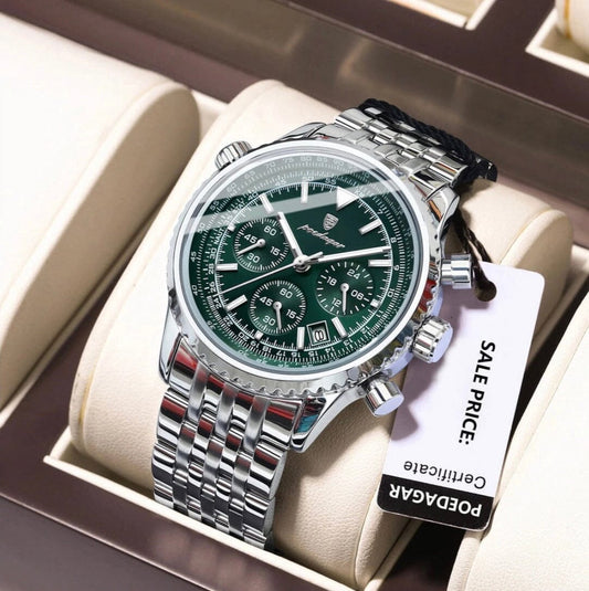 POEDAGAR Luxury Watches For Men Date Chronograph Stainless Steel Man Watch Waterproof Luminous Sport Military Men's Quartz Watch Shoes Field 