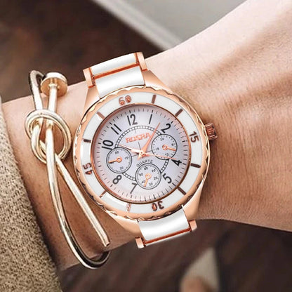 Rose Gold White Watch Women Watch Classic Steel Ceramic Ladies Wristwatch Clock Reloj Mujer Montre Female Relogio Feminino Saati Shoes Field 