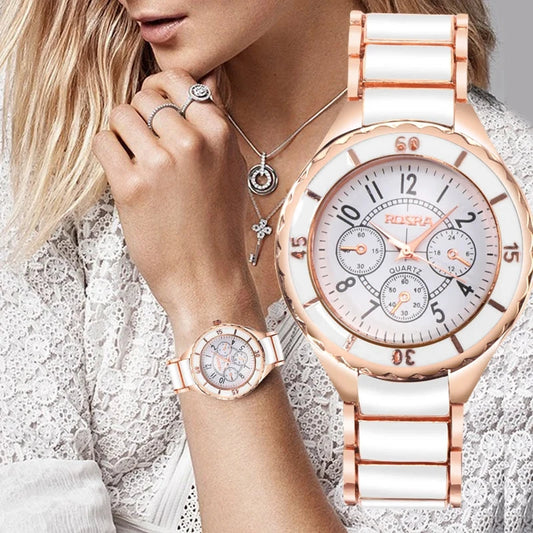 Rose Gold White Watch Women Watch Classic Steel Ceramic Ladies Wristwatch Clock Reloj Mujer Montre Female Relogio Feminino Saati Shoes Field 