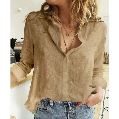 Women’s Casual Long Sleeve Cotton and Linen Shirt Women’s Casual Long Sleeve Cotton and Linen Shirt Shoes Field 
