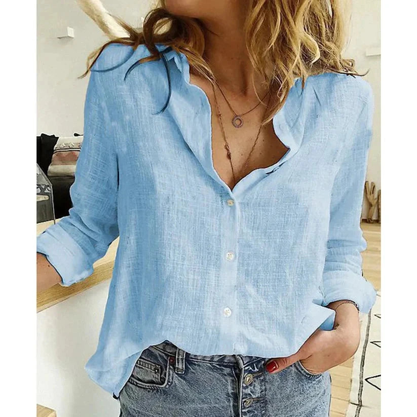 Women’s Casual Long Sleeve Cotton and Linen Shirt Women’s Casual Long Sleeve Cotton and Linen Shirt Shoes Field 