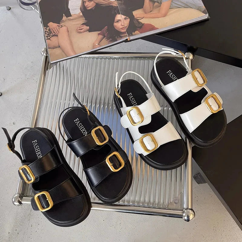 ZaylaGlow – Gold Buckle Platform Sandals ZaylaGlow – Gold Buckle Platform Sandals Shoes Field 