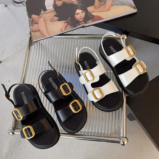 ZaylaGlow – Gold Buckle Platform Sandals ZaylaGlow – Gold Buckle Platform Sandals Shoes Field 